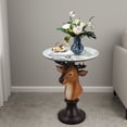 thumbnail image 5 of Deer Head Accent Table Animal Statue End Table with Round Faux Marble Top for Living Room, Home Decor, 5 of 10