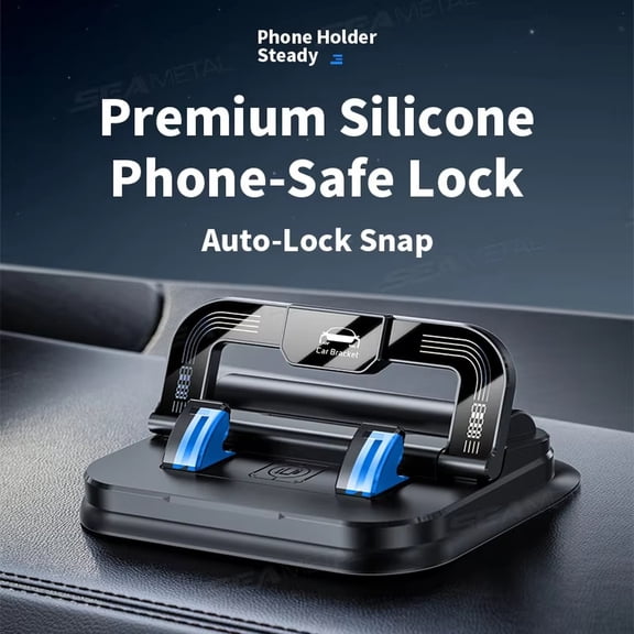 Car Phone Holder for Dashboard with Parking Number Plate, 360° Rotating Phone Mount for Navigation, Strong Adhesive Anti-Shake Stand for Most Smartphones, Black