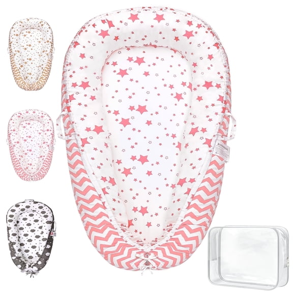 TAYYEE Baby Playmat – Portable Infant Lounger with Soft Pink Mat, for Newborns & Toddlers 0-24 Months