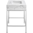 thumbnail image 6 of Maklaine Contemporary White Artificial Marble Bathroom Vanity, 6 of 6