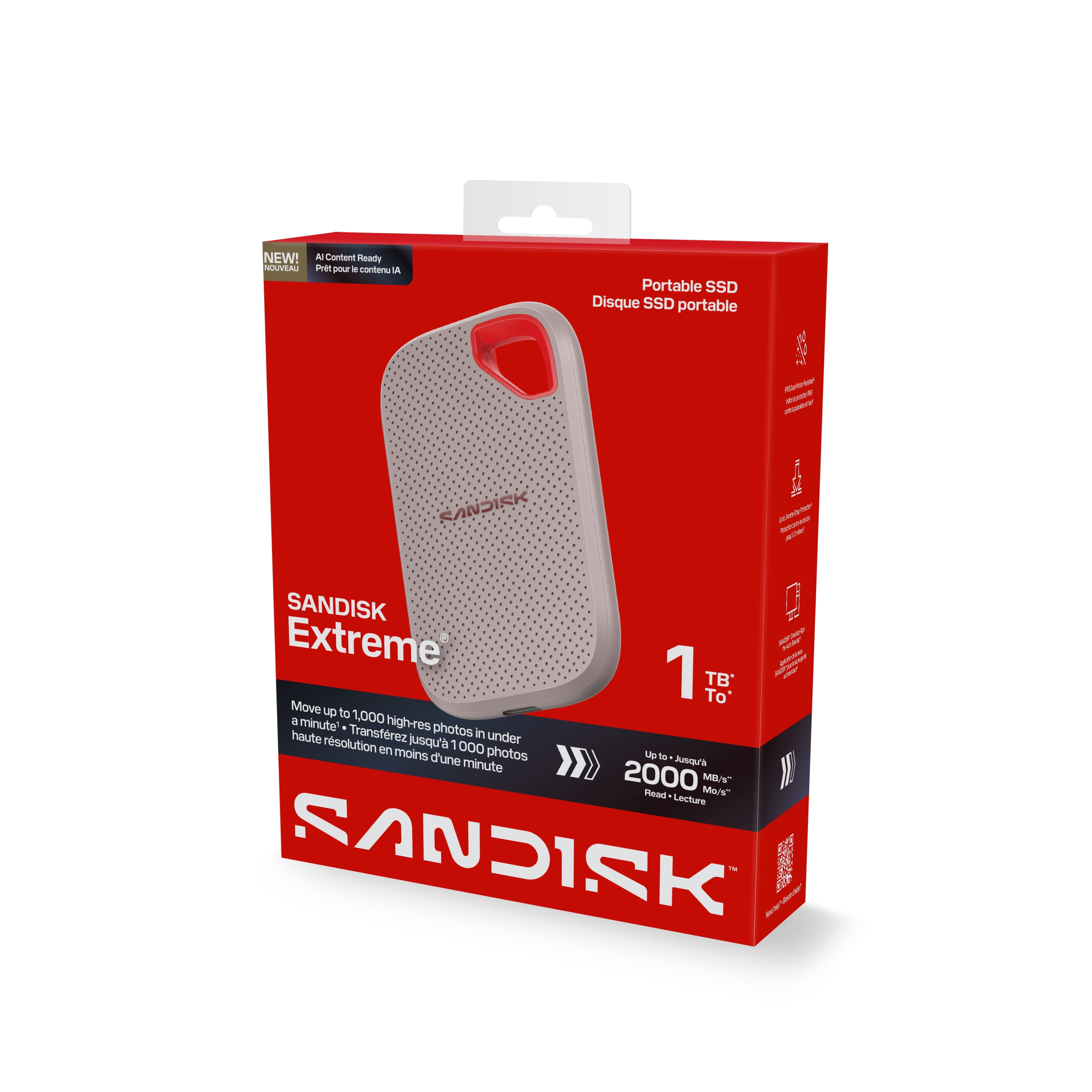 SANDISK Extreme Portable SSD 1TB - SDSSDE7W-1T00-AW25 - Walmart.com