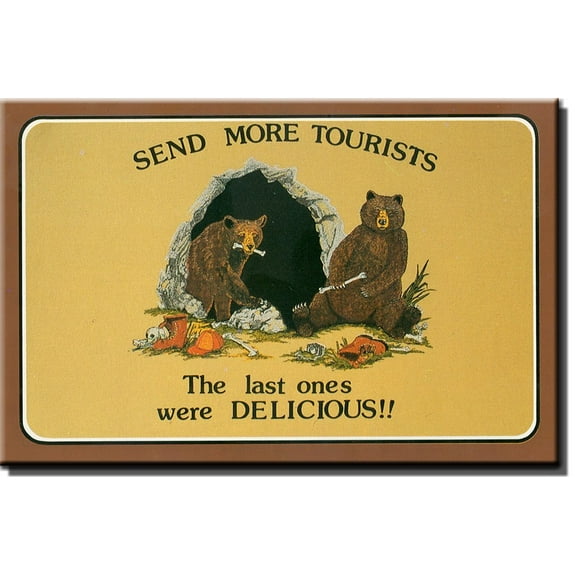 Funny Tourists Sign, Bears Ate Tourists Picture on Stretched Canvas Wall Art Decor Sign Ready to Hang!.