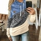 thumbnail image 2 of Sudadera con capucha para mujer, estilo informal, con cuello vuelto, manga larga, con bloques de color, suéteres, tops de otoño, 2 of 5