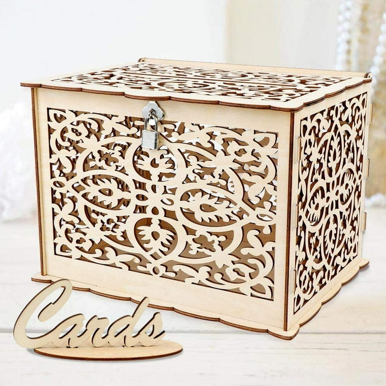 Project Retro DIY Rustic Wedding Card Box with Lock and Card, Sign Wooden  Gift Card Box Money Box for Reception Wedding Anniversary Baby Shower  Birthday Graduation Party Decorations 