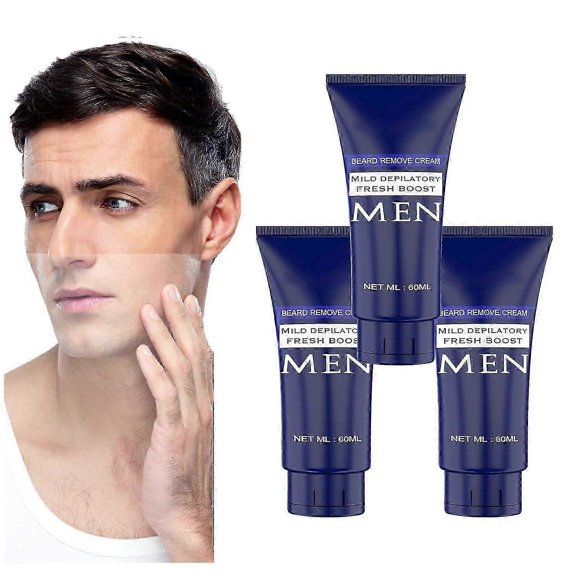 Men's Permanent Hair Beard Removal Cream, Permanent Hair Removal Cream for Men, Mild Depilatory Fresh Boost Men's Beard Hair Removal
