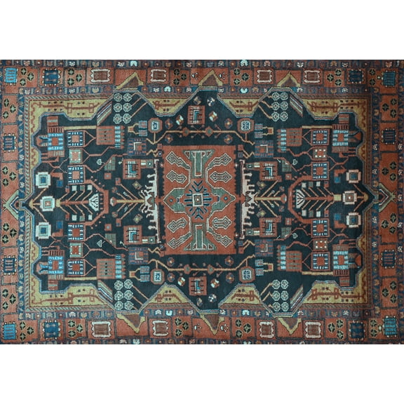 Ahgly Company Indoor Rectangle Animal Light Blue Traditional Area Rugs, 2' x 5'