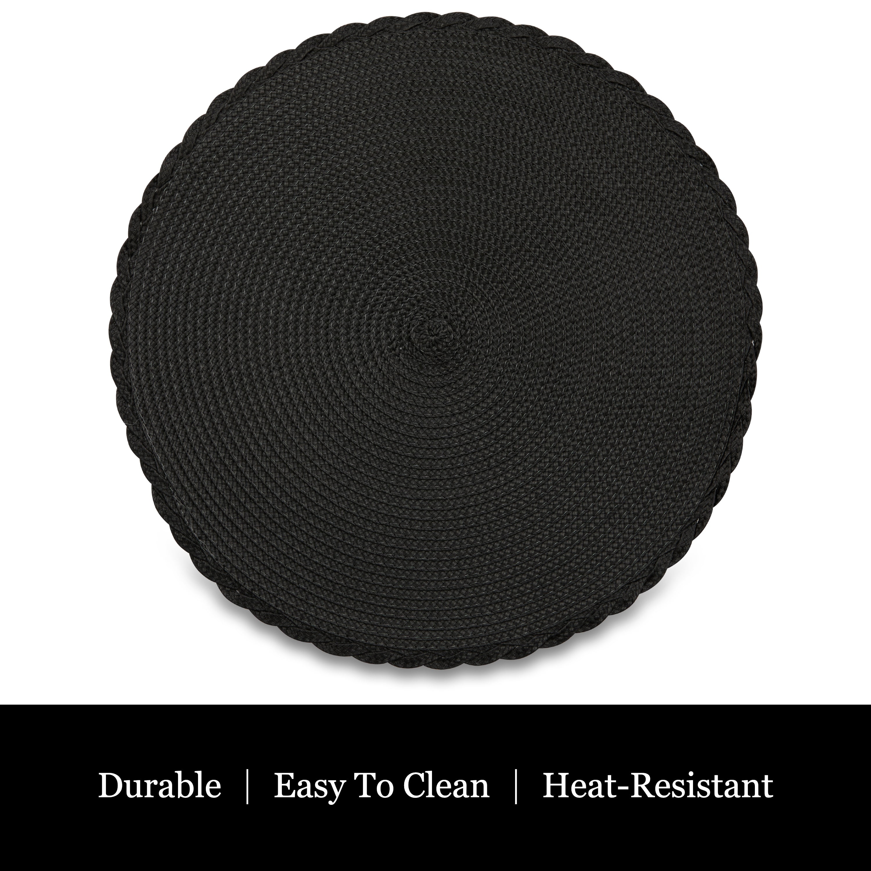 Dainty Home Set of 6 Placemats | Elegant and Durable | 15x15 in Round Woven Non-Slip Washable Place Mats | Tear-Resistant Heat | Resistant Placemats