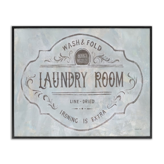 Stupell Industries Traditional Wash and Fold Laundry Room Vintage Parisian Sign Black Framed Giclee Art, 14 x 11, by Danhui Nai