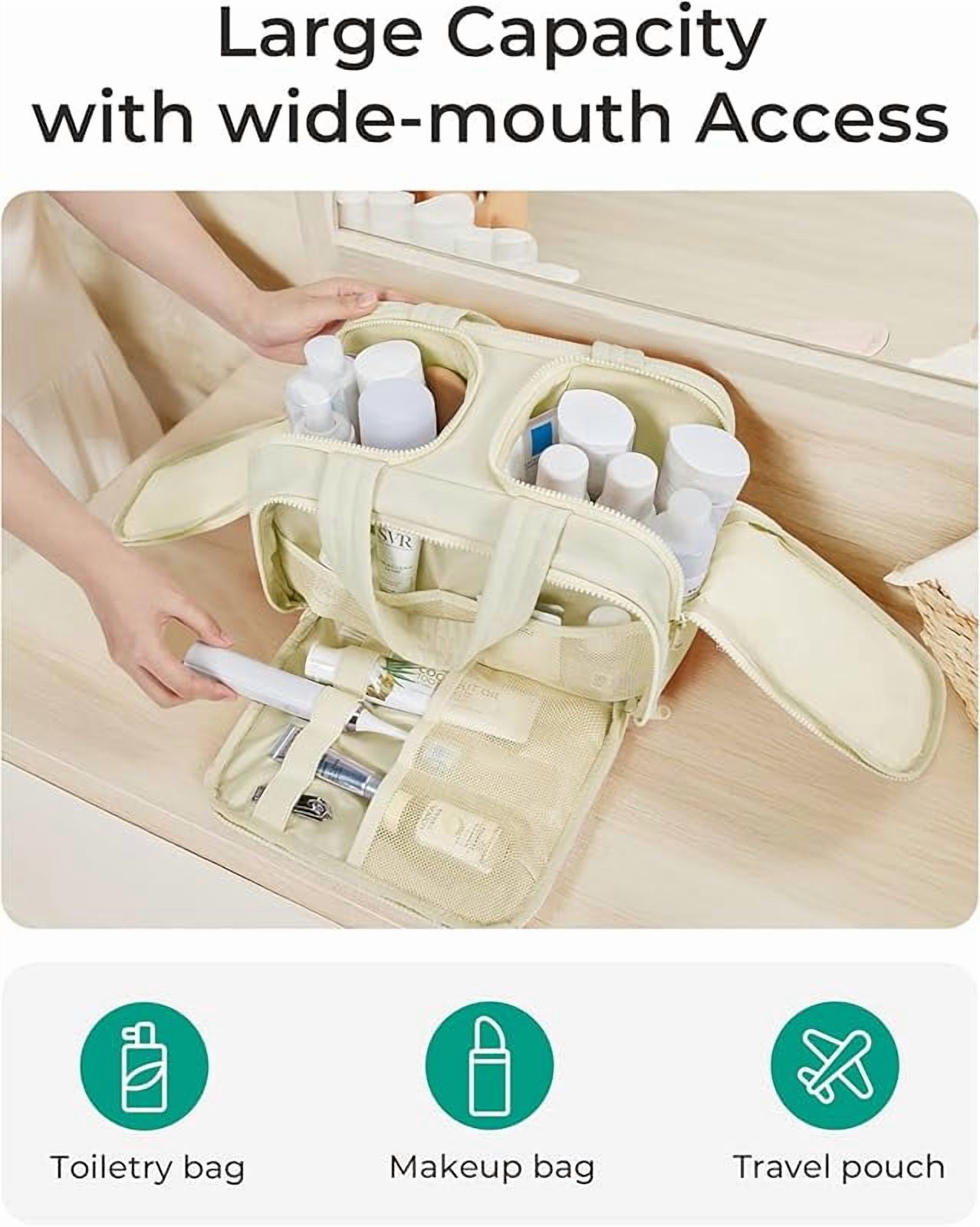 Gift Travel Toiletry Bag for Women - Large Wide-Open Dry-Wet Separation Organizer, 4-Compartment Leak-Proof Toiletry Storage