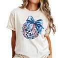 thumbnail image 2 of Blue Bow Softball Shirt for Player Fan Coach Disco Baseball Oversized Tee for Women and Teen Ivory Shirt Adult 2X-Large, 2 of 5