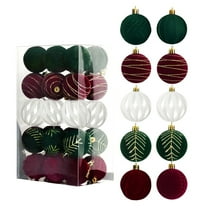 30 Pcs Velvet Christmas Balls - Flocked Plastic Christmas Tree Ornaments with Hanging Ropes for Holiday Decorations | Xmas Tree Decor
