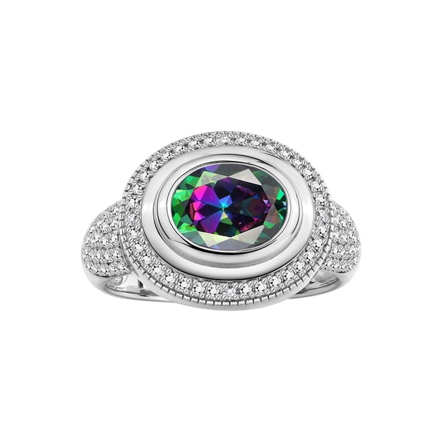RYLOS Bagues pour Femmes Bague en Argent Sterling Classique Pierre Précieuse Ovale 9x7 mm et Diamants Juin Alexandrite Bijoux Taille 8