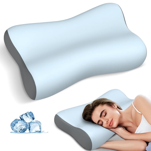 Almohada Cervical para Cuello Polovo de Espuma Viscoelástica con Enfriamiento 64x38x13 cm