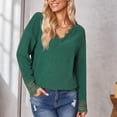 thumbnail image 3 of V Neck Shirts, Trendy Pullover Shirts Loose Fit Casual  For Club ANGGREK Celadón XL, 3 of 6