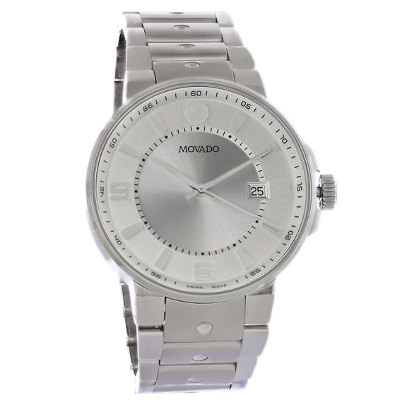 Movado S.E. Pilot Men's Stainless Steel Silver Dial Swiss Quartz Watch 0607413