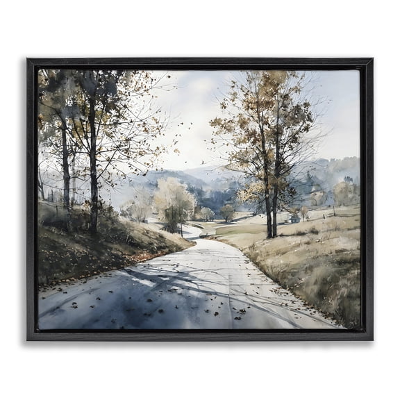 Stupell Industries Rustic Lodge Country Road in Autumn Black Floating Frame Canvas Art, 21 x 17, by Franklyn Gregory