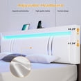 thumbnail image 4 of ChVans Queen Size Bed Frame with LED Headboard Footboard & USB Charging Ports, Faux Leather Upholstered Platform Bed with 4 Drawers for Bedroom Storage, White, 4 of 8