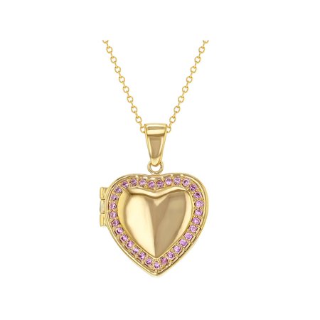 18k locket plated shaped pendant crystal necklace heart pink gold