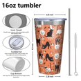 thumbnail image 4 of 16oz Tumblers Halloween Cat Pattern Stainless Steel Vacuum Insulated Double Wall Travel Tumbler Cups Mug with Lid and Straw,Cleaning Brush for Coffee,Tea, 4 of 4