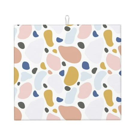 

Lukts Geometric Spots Print Ultra Water Dish Drying Mat Slip Resistant Pad for Sink Dishes or Under Rack Kitchen Counter Accessories
