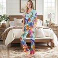thumbnail image 2 of Yuyamidu Mandala Butterfly Womens Lounge Sets 2 Piece Outfits Short Sleeve Sleepwear Button Down Comfy Nightwear Soft Casual Lounge Sets, 2 of 7