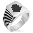thumbnail image 1 of Stainless Steel Ogasawara Samurai Crest Needle Stripe Pattern Biker Style Polished Ring, 1 of 1