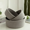 thumbnail image 6 of Clearance under $10 Small Woven Baskets Tiny Oval Shallow Storage Baskets Mini Cotton Rope Empty Decorative Basket Boho Little Organizer for Nursery Room Kids Baby Dog Toy Gifts, 6 of 9