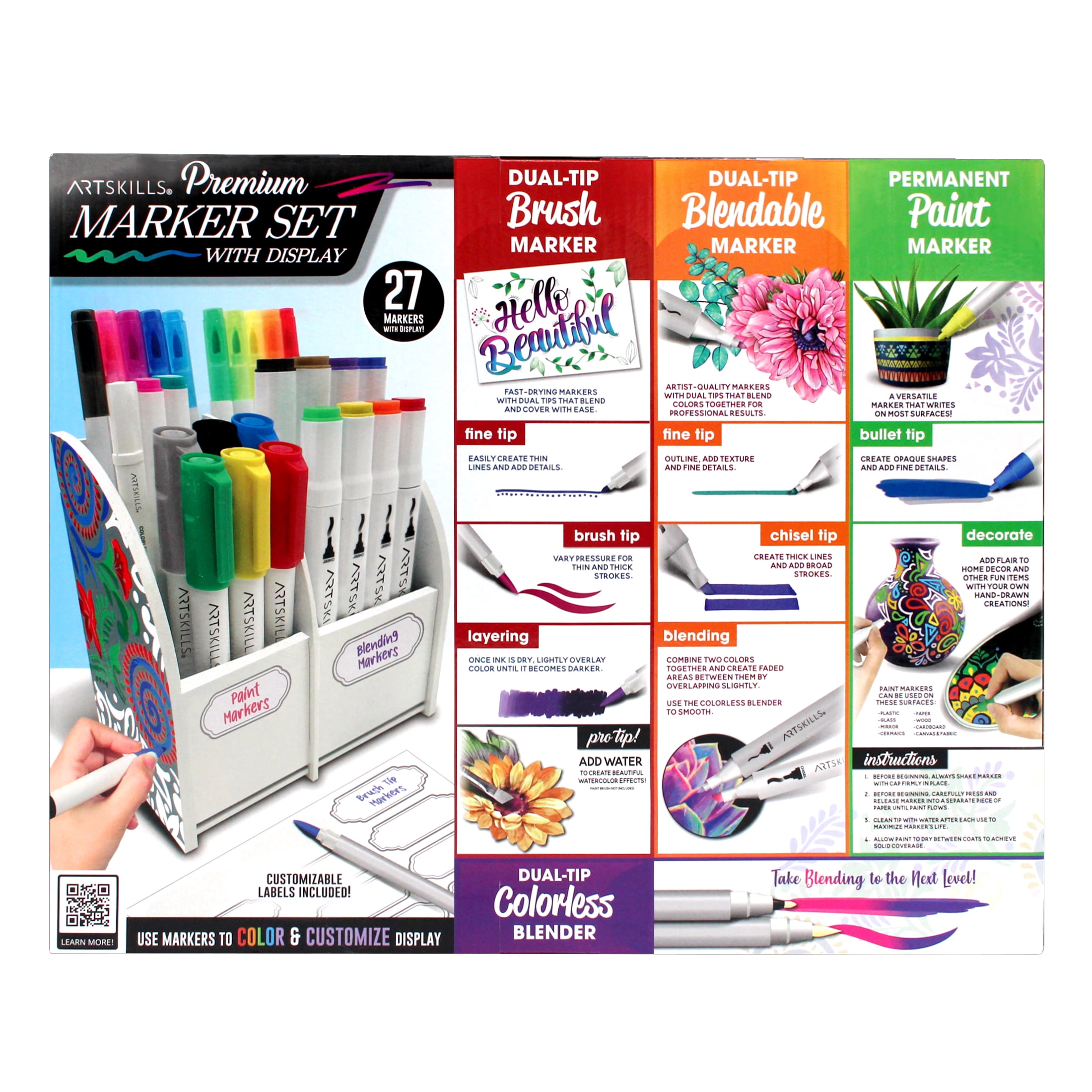 (3 pack) ArtSkills Premium Marker Set with Display, Coloring Sets for Teens