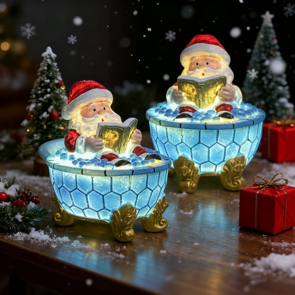 Christmas Santa Bubble Bath Lamp, Cute Bathtub Santa USB Night Lights for Bathroom Christmas Decor, Funny Season Reading Books Nightlight, Unique Design Xmas Decor for Desk Home Party & Book Lovers