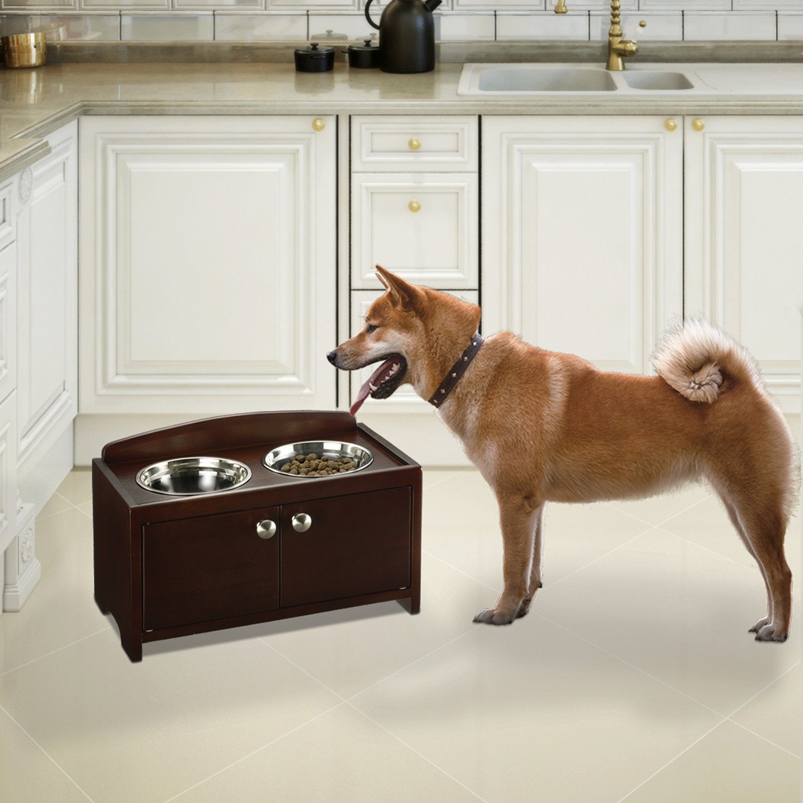 Elegant Wooden Pet Feeder M