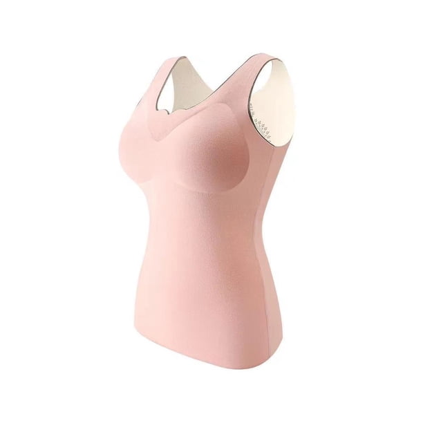 Jumpingount Ropa interior térmica de invierno frío para mujer, Top transpirable de mantenimiento del calor, chaleco básico de poliéster adelgazante, Ropa interior Rosado XXXL Jumpingount AP013622-12