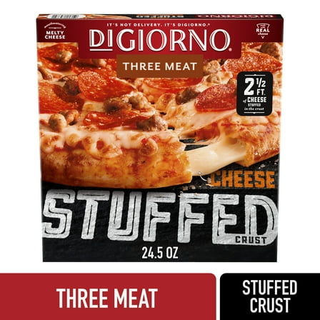 DiGiorno Stuffed Crust Cheese and Three Meat Pepperoni, Beef, and Sausage Pizza, 24.5 oz (Frozen)