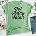 thumbnail image 2 of Not Today Satan T-Shirt, Unisex Women's Men's Shirt, Religious Graphic Tee, Funny Jesus T-shirt, Heather Apple Green, X-Small, 2 of 6