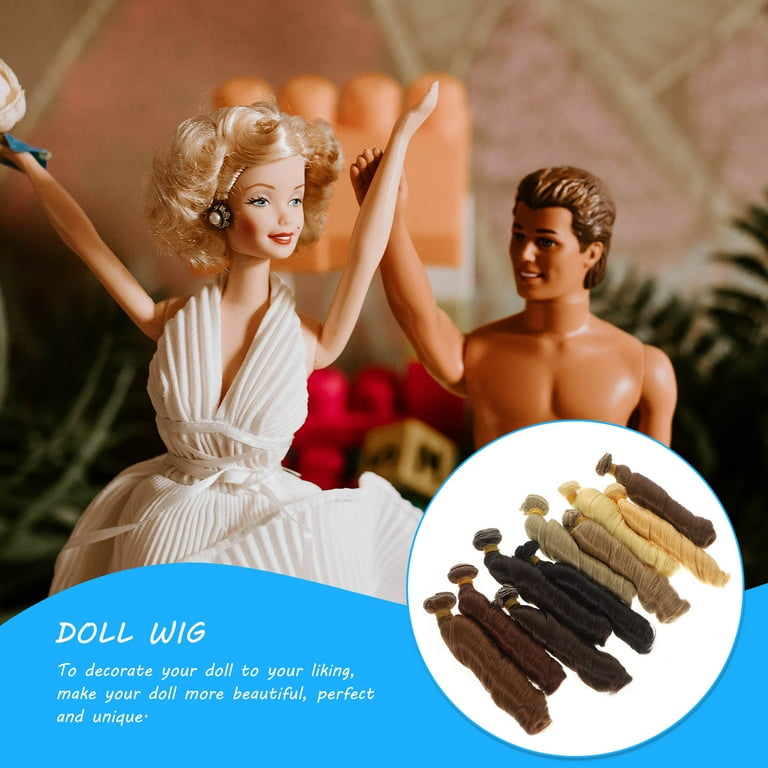 10 Pcs Doll Wig Hair Row Making Supplies Colored Wigs Curly Human Curling Tools Straight Kids Gifts Synthetic Extension