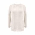 thumbnail image 3 of ManxiVoo Women's Lightweight Sweater Long Sleeve Crewneck Pullover with Pocket in Ribbed Knit Design L Size Beige, 3 of 5