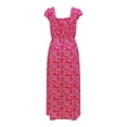 thumbnail image 2 of Ropa Playa Ocean Pacific para Mujer Maxivestido Cuello V Manga Olanes Flores Rojo Talla M, 2 of 4
