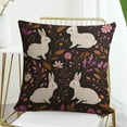 thumbnail image 7 of Cushion Pillow Cover Pink And Purple Flowers Easter Bunny Farmhouse Pillow Cover Cute Rabbit with Flowers Decorative Pillowcases 18"x18" Decoration for Sofa Couch, 7 of 7
