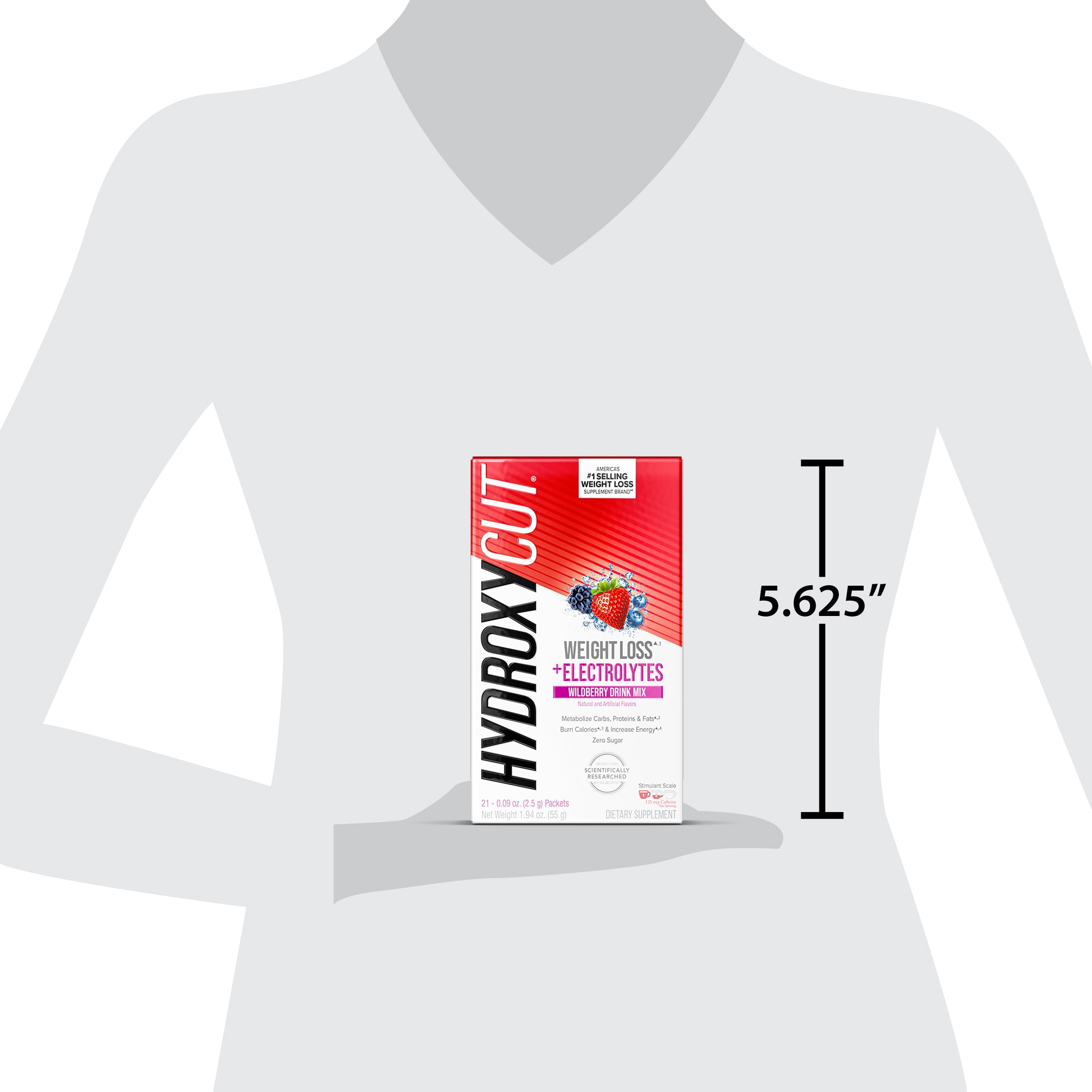 Hydroxycut Original Weight Loss Powder Drink Mix Packets, Burn Calories, Increase Energy, Wildberry Blast, 21 Count