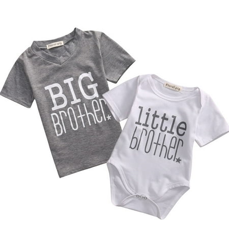 Toddler/Newborn Boys Shirt Big Brother T-Shirt & Little Brother Romper &Little Sister Tee