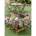 thumbnail image 3 of Easter Outdoor Tablecloth - 60 Inch Round Dining Table Cover, Spring Watercolor Bunny Eggs Flower Leaf Wood Grain Waterproof Outdoor Table Cloth with Umbrella Hole & Zipper for Picnic/Patio/Party, 3 of 7