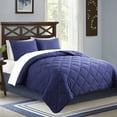 thumbnail image 3 of JML Twin Size Comforter Set 2-Piece - 480GSM Creased Texture Square Design, Navy, 3 of 5