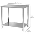 thumbnail image 2 of Stainless Steel Workbench - 35" x 24" Prep Table with Shelf | Silver Garage & Kitchen Work Table for Food Prep, Workshops & Bars, 2 of 7