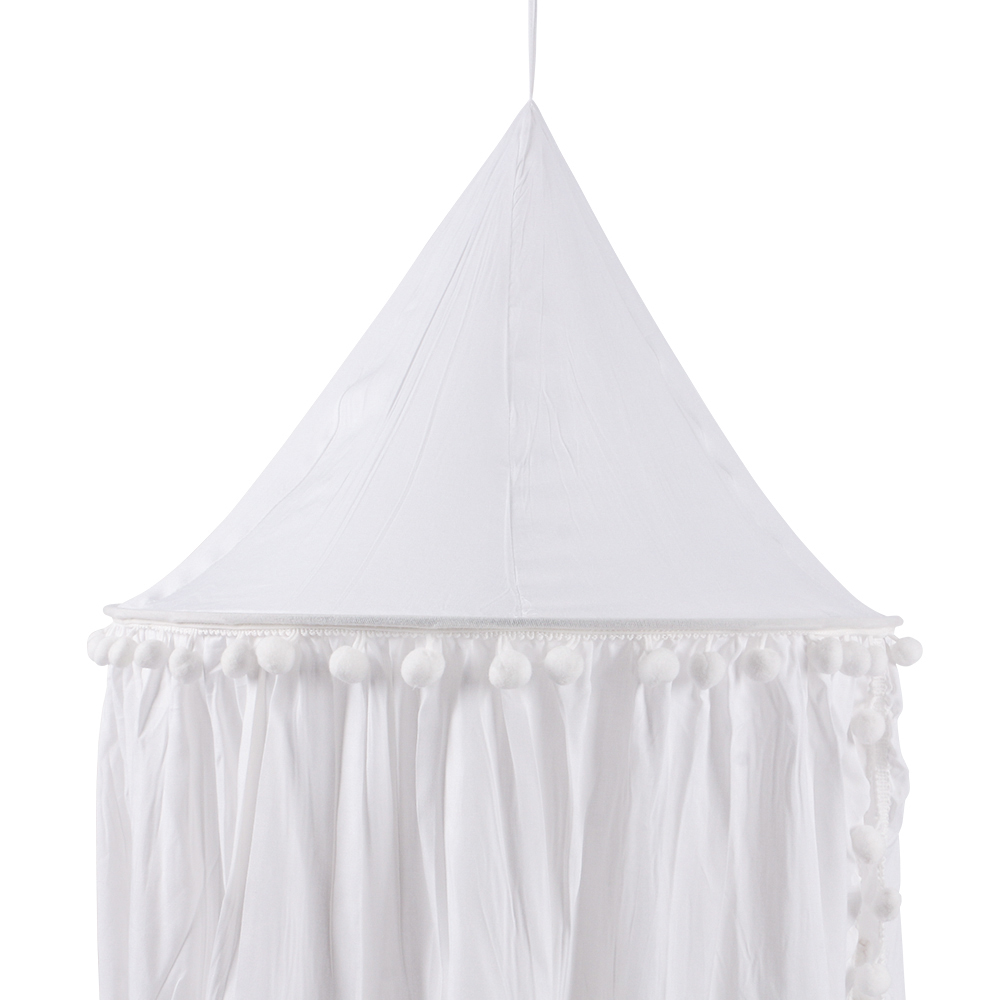 Meterk Cotton Round Dome Bed Canopy Cute Balls Height Of 94 5in Kids Play Tent Hanging Mosquito Net For Rooms Cribs Decoration Gifts White Walmart Com Walmart Com