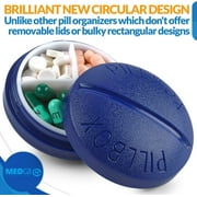 MEDca Small Pill Boxes, Pack of 2, Mini Compact Round Portable 4 Compartment Travel Pills Case Organizer, Vitamin and Medication Dispenser Holder for up to 4 Times a Day, BPA Free Pill Reminder