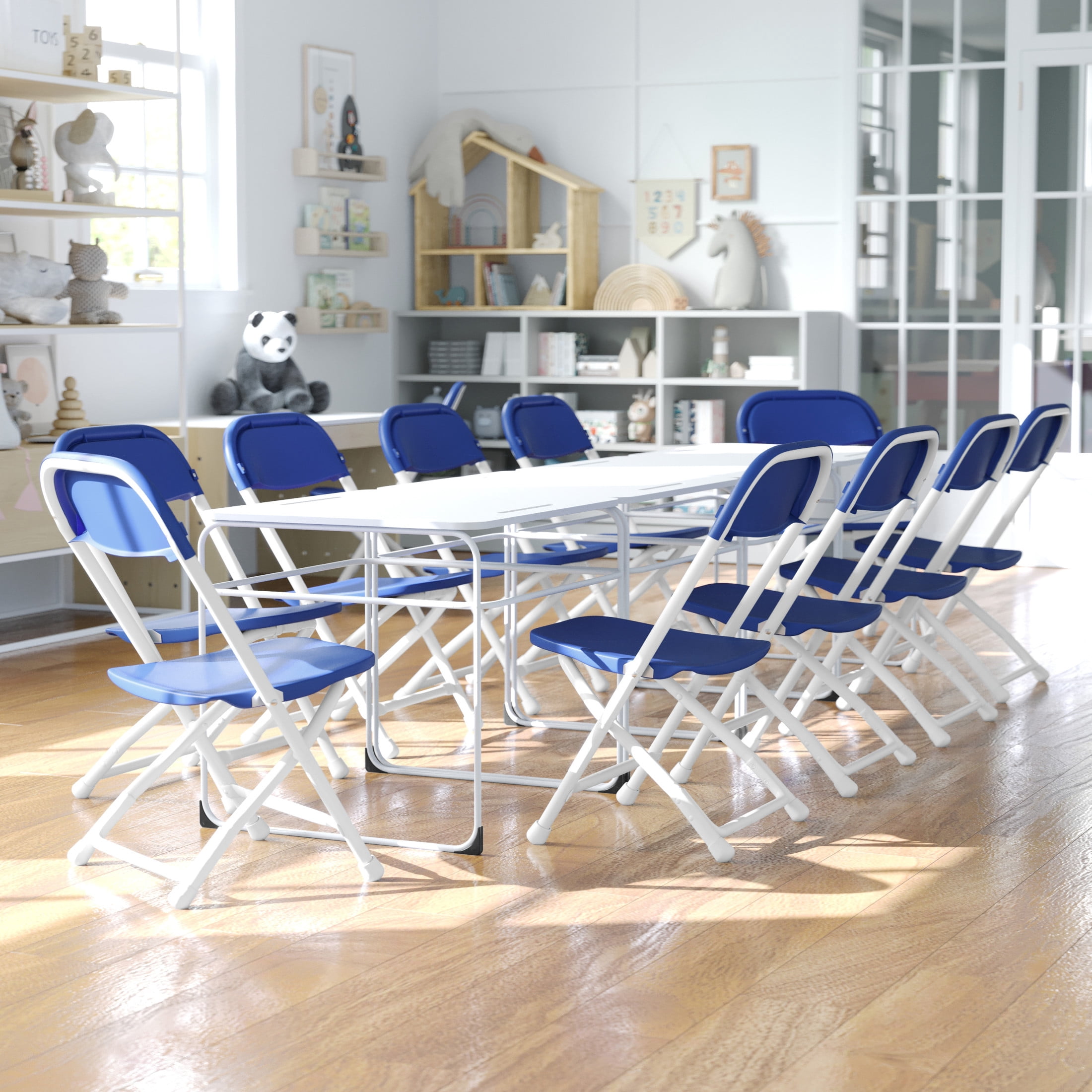 Flash Furniture Kids Blue Plastic Folding Chair