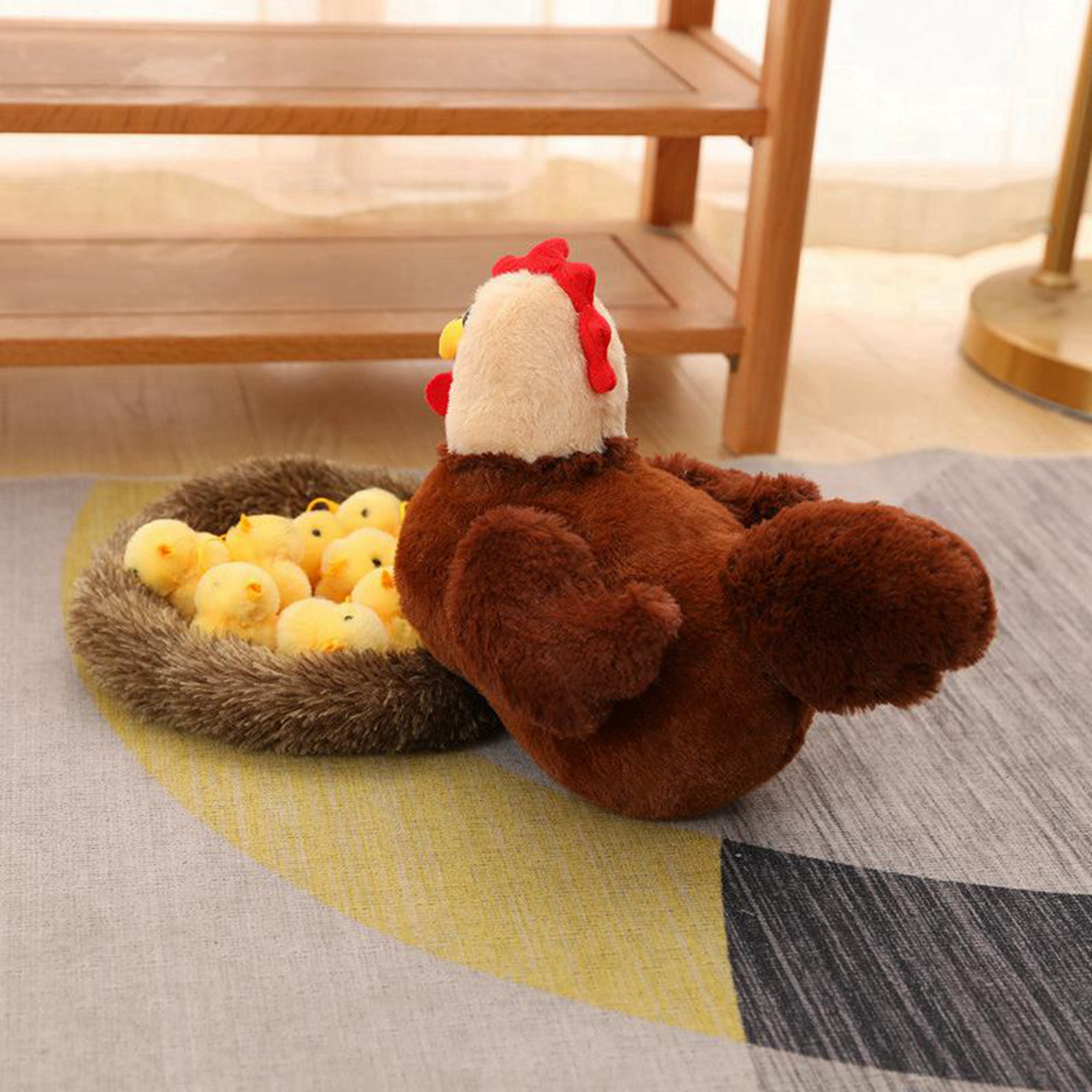 Vigorbear Cartoon Animal Plush Toy Set 12inch Hen Stuffed Animal Doll with Chicks and Nest Chicken Plushies Toys for Children Kids