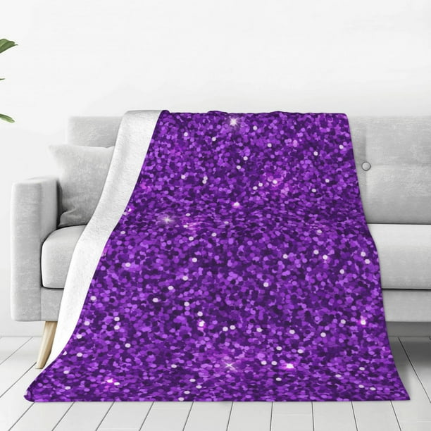 Balery Purple Glitter Manta de Felpa Suave y Acogedora – Cobija de Franela Aterciopelada para Cama, Lavable y Cálida para Sofá, Mascotas, Transpirable-50"x40"