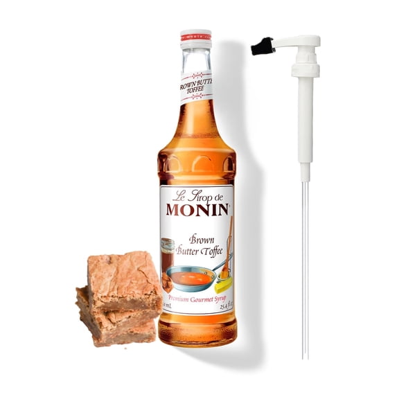Monin Premium Gourmet Syrup Brown Butter Toffee With Absol White Pump 750ml (25.4 fl oz)