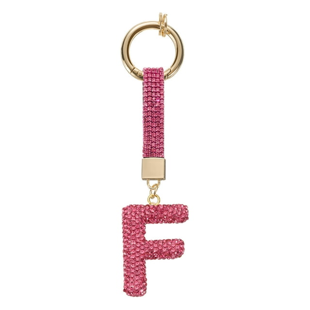 Encanto de letra F de Uxcell con rhinestones para hacer joyas, rojo rosa