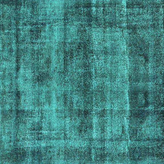 Ahgly Company Machine Washable Indoor Square Oriental Turquoise Blue Industrial Area Rugs, 5' Square
